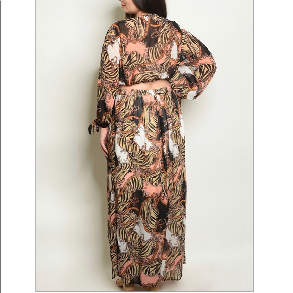 Hawaiian Long Sleeve skirt Set - Picture 3 of 5